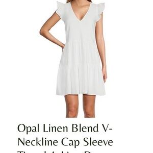 ANTONIO MELANI White V-Neck Cap Sleeve Dress